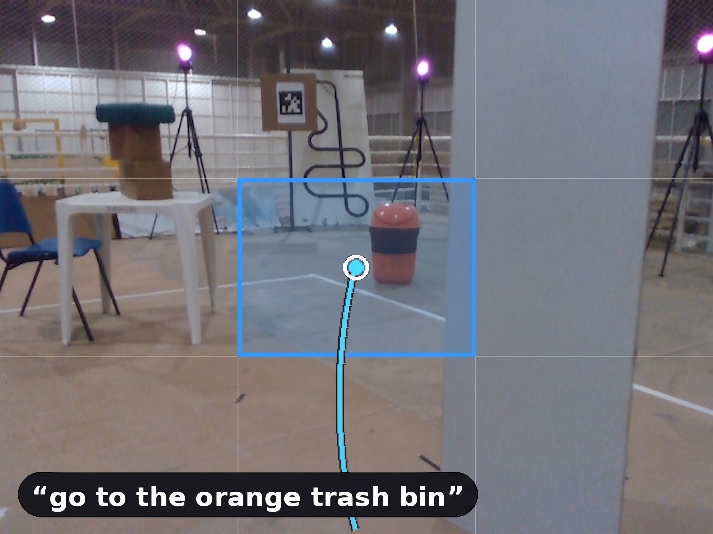 The model grounding the trash bin to the center region